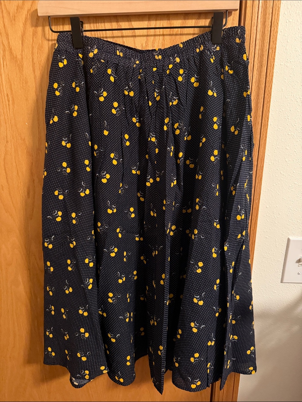 Navy Circle Skirt with Yellow Cherry Print - Picture 3 of 3